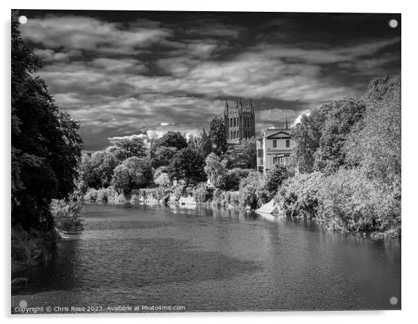 River Wye and Hereford Cathedral Acrylic by Chris Rose