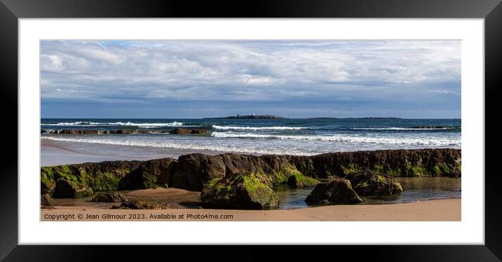 Looking across to The Farne Islands from Banburgh Beach Framed Mounted Print by Jean Gilmour