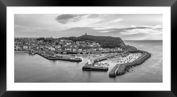 Scarborough Harbour Black and White Framed Mounted Print by Tim Hill