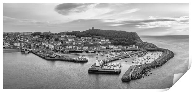 Scarborough Harbour Black and White Print by Tim Hill