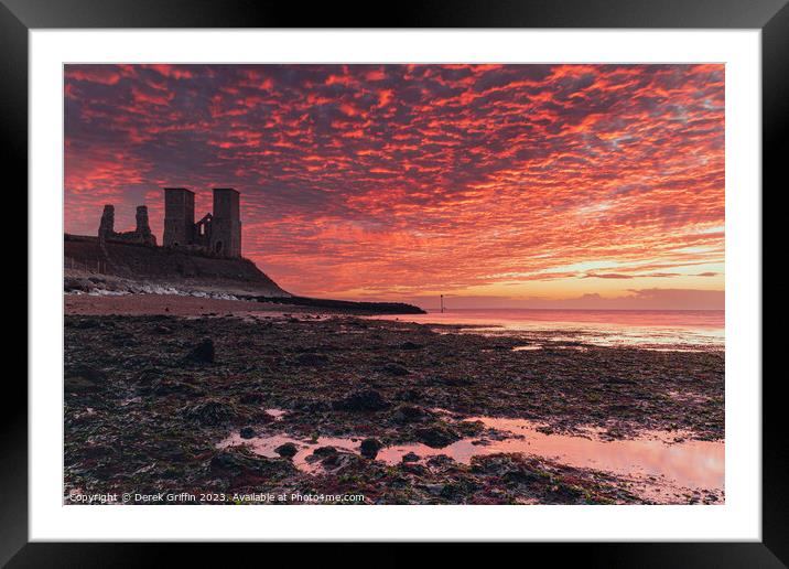 Reculver sunset Framed Mounted Print by Derek Griffin
