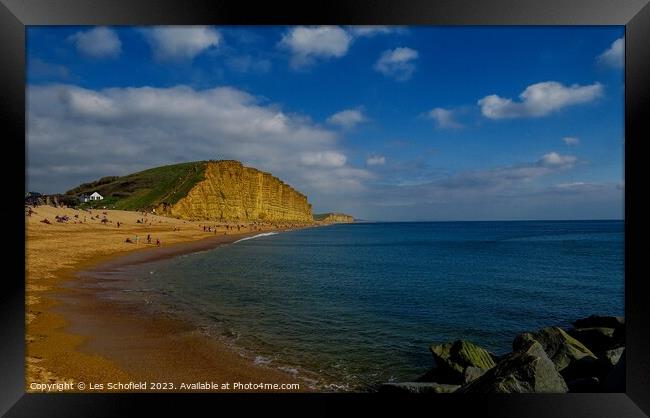 Tranquil West Bay View Framed Print by Les Schofield