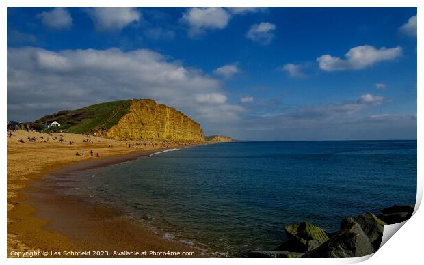 Tranquil West Bay View Print by Les Schofield