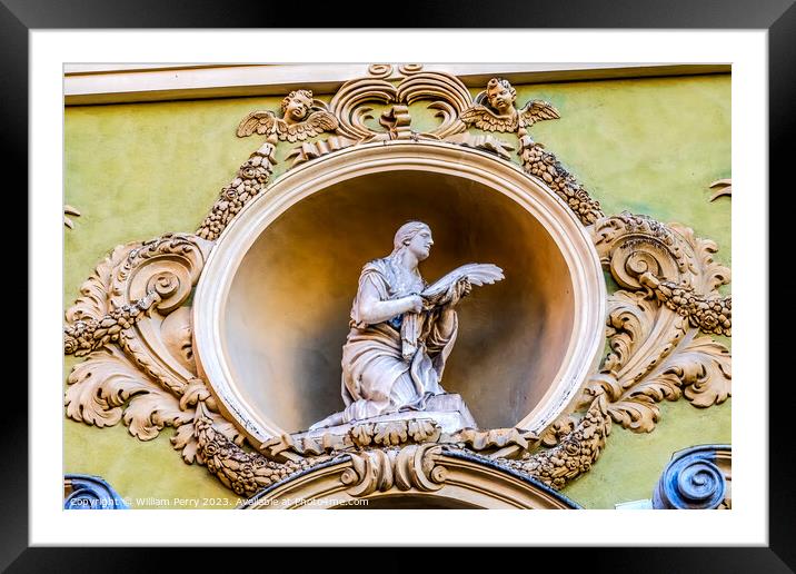 Saint Reparte Statue Outside Cathedral Nice France Framed Mounted Print by William Perry