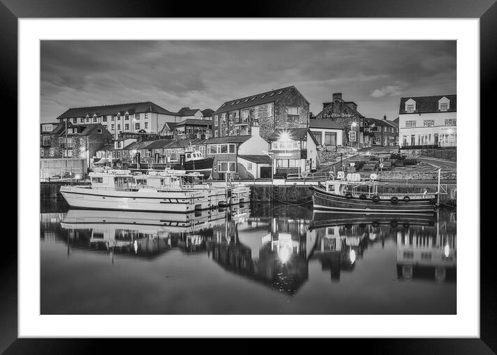 Seahouses Black and White Framed Mounted Print by Tim Hill