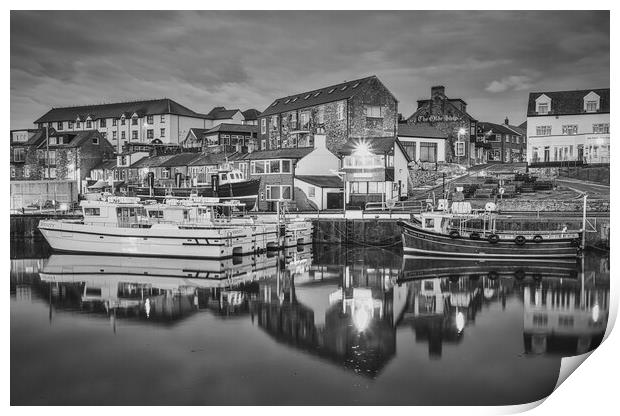 Seahouses Black and White Print by Tim Hill