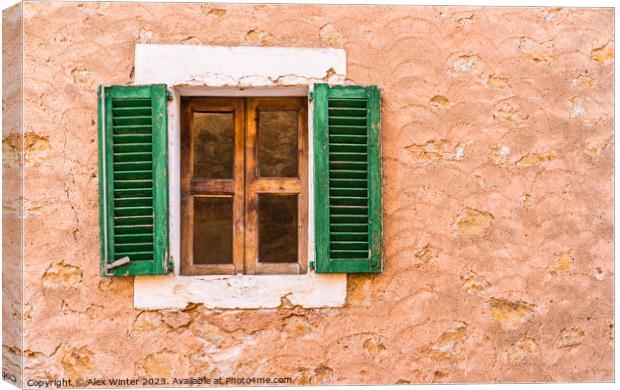 Old mediterranean open window shutters Canvas Print by Alex Winter