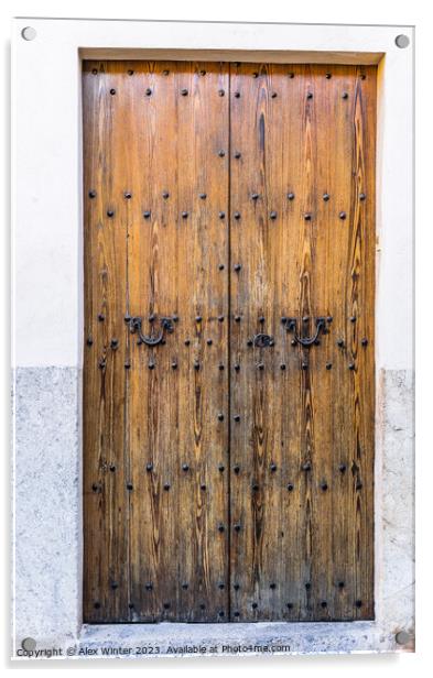 Old wooden front door Acrylic by Alex Winter