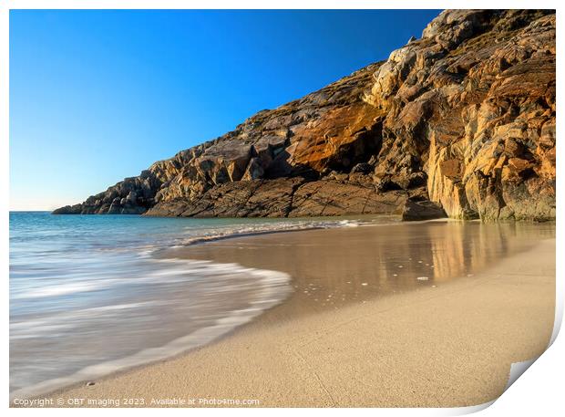 Achmelvich Beach Assynt Scottish West Coast Late Low Sun Glow Print by OBT imaging
