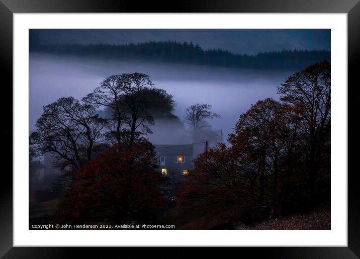 Eerie Yorkshire Farmhouse at Dusk Framed Mounted Print by John Henderson