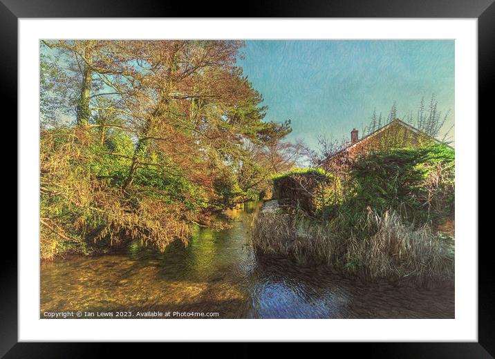 Tranquil Flowing River Dun Framed Mounted Print by Ian Lewis