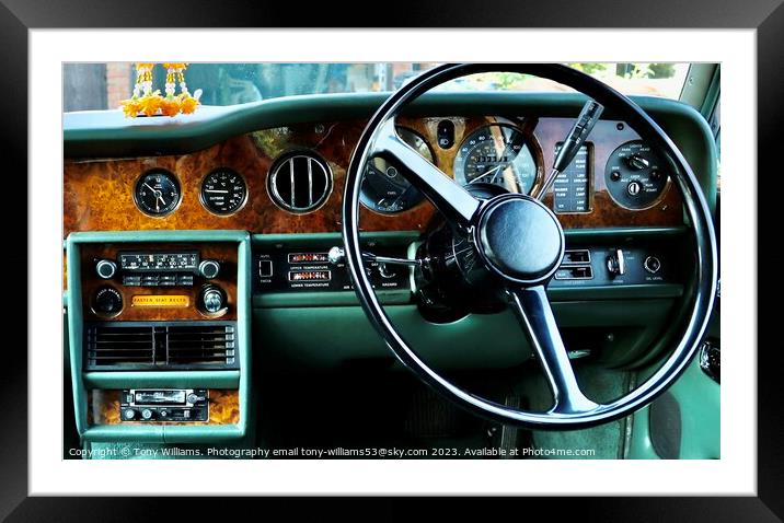 Dashboard interior Rolls Royce Silver Shadow Framed Mounted Print by Tony Williams. Photography email tony-williams53@sky.com