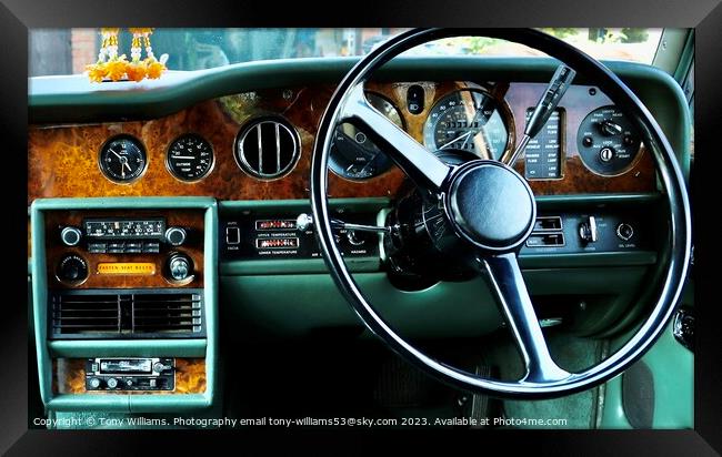 Dashboard interior Rolls Royce Silver Shadow Framed Print by Tony Williams. Photography email tony-williams53@sky.com
