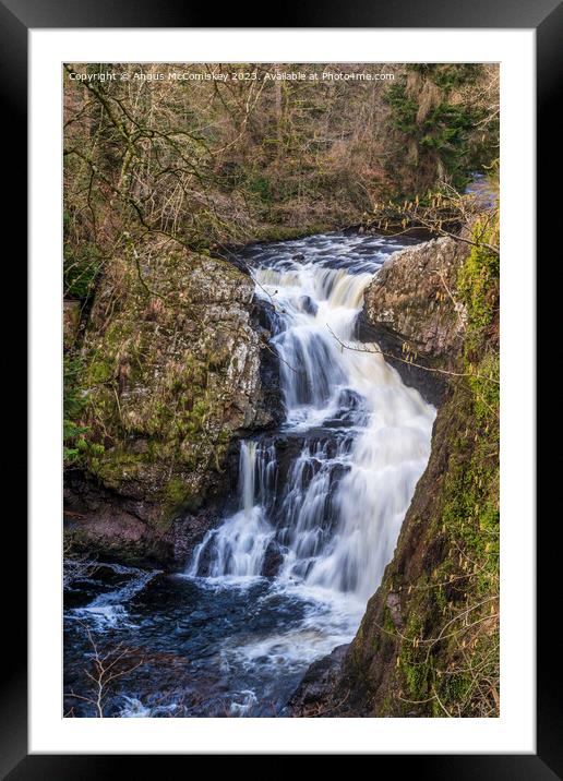 Reekie Linn waterfall on River Isla in Scotland Framed Mounted Print by Angus McComiskey