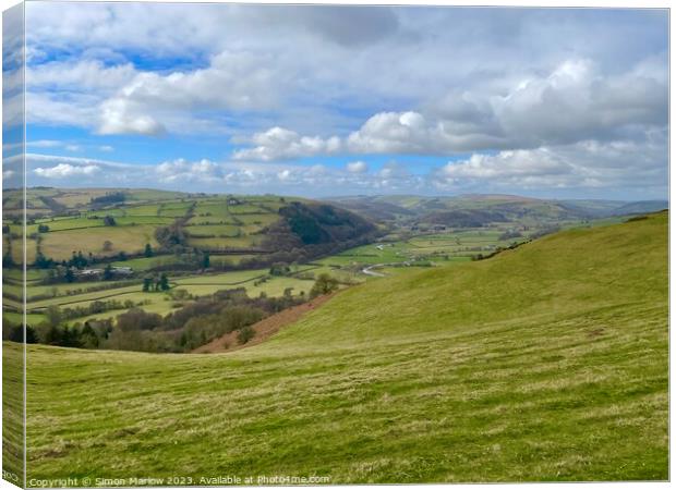 Majestic view of Offas Dyke Canvas Print by Simon Marlow