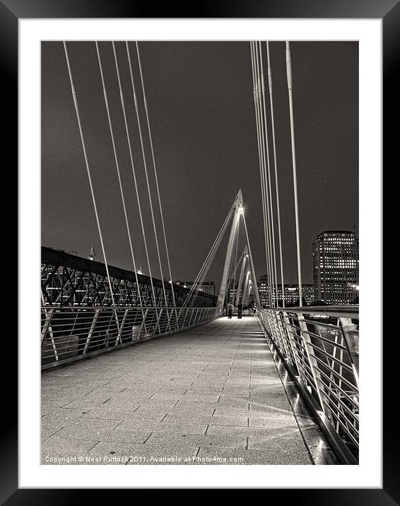 Hungerford Bridge at Night Framed Mounted Print by Neal P