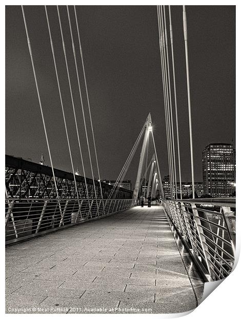 Hungerford Bridge at Night Print by Neal P