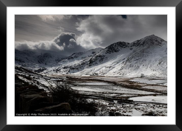 Veiw of Y Garn and some of Glyder Fawr Framed Mounted Print by Philip Thulbourn