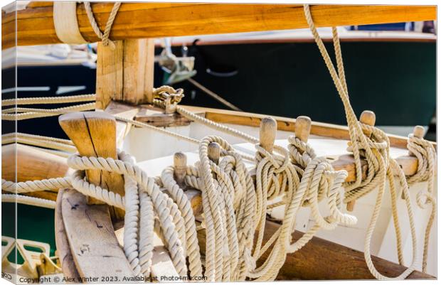 Deatial image of moored ropes Canvas Print by Alex Winter