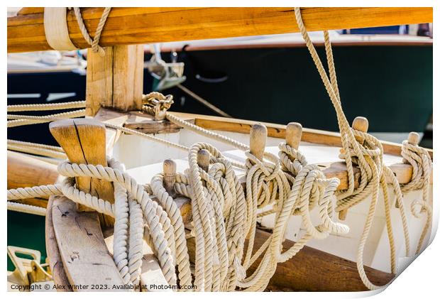 Deatial image of moored ropes Print by Alex Winter