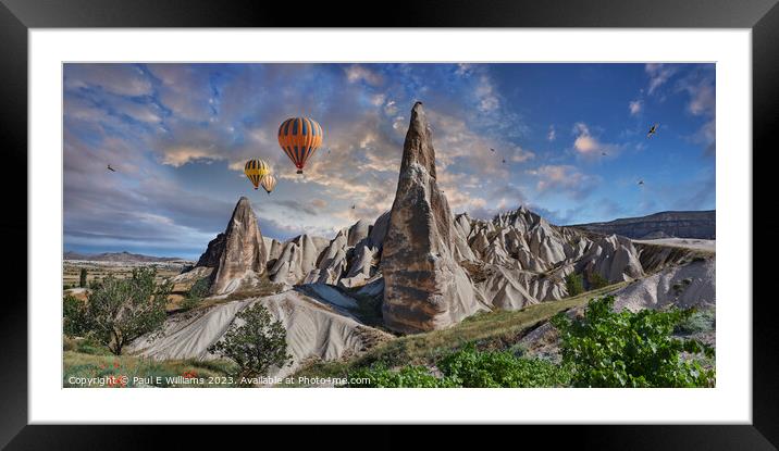 Majestic Balloon Ride Over Cappadocia's Fairy Chim Framed Mounted Print by Paul E Williams
