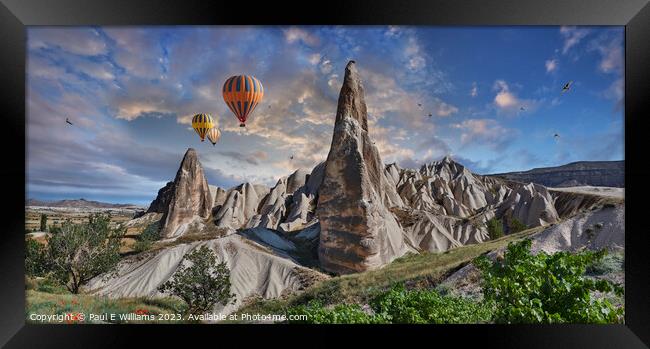 Majestic Balloon Ride Over Cappadocia's Fairy Chim Framed Print by Paul E Williams