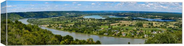 panoramic scenic view of the river Seine from Barneville-sur-Seine, Eure, Normandy, France Canvas Print by Chris Mann