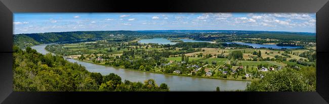 panoramic scenic view of the river Seine from Barneville-sur-Seine, Eure, Normandy, France Framed Print by Chris Mann