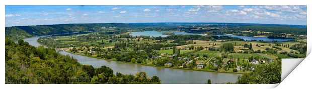 panoramic scenic view of the river Seine from Barneville-sur-Seine, Eure, Normandy, France Print by Chris Mann