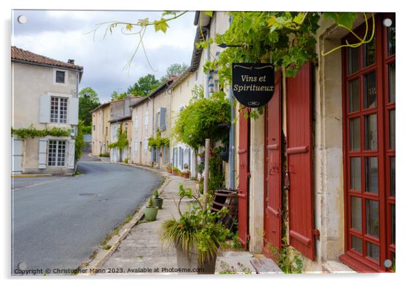 Street view in Verteuil-sur-Charente, Charente, Poitou-Charente, France Acrylic by Chris Mann