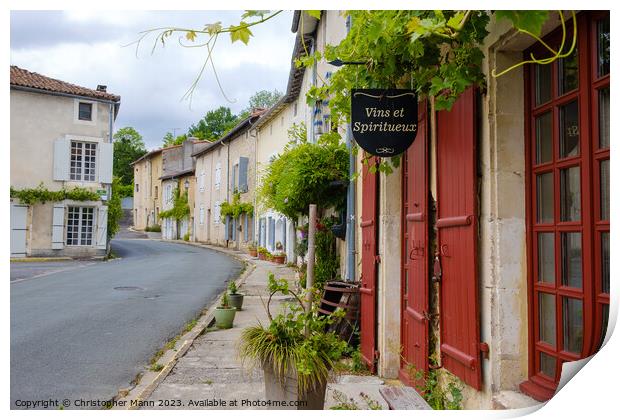 Street view in Verteuil-sur-Charente, Charente, Poitou-Charente, France Print by Chris Mann