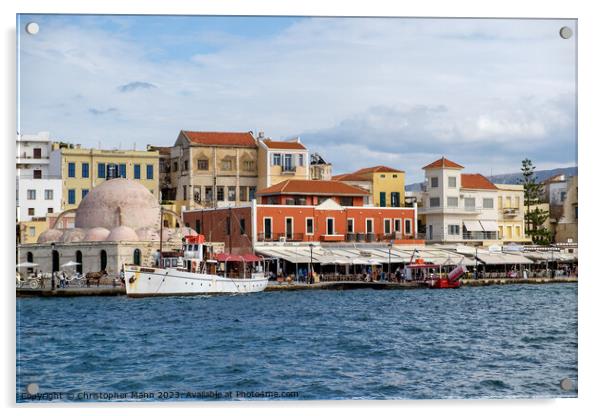 Harbour waterfront, Chania, Crete, Greece Acrylic by Chris Mann