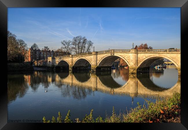 Richmond Bridge, River Thames, London, England Framed Print by Chris Mann