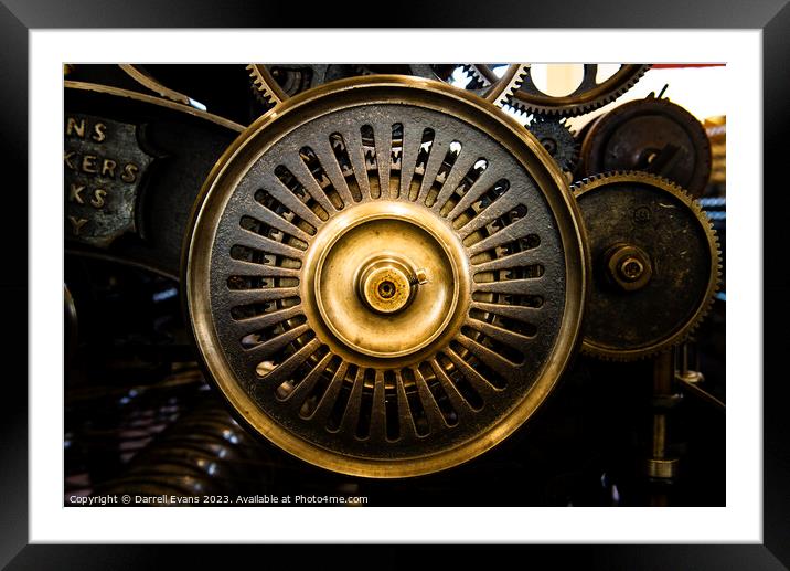 Wheel and Cogs Framed Mounted Print by Darrell Evans