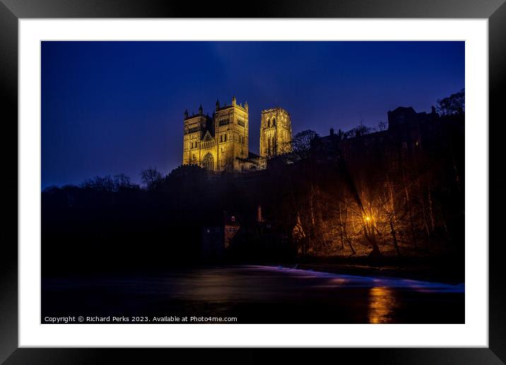 Durham Cathedral Twilight Framed Mounted Print by Richard Perks