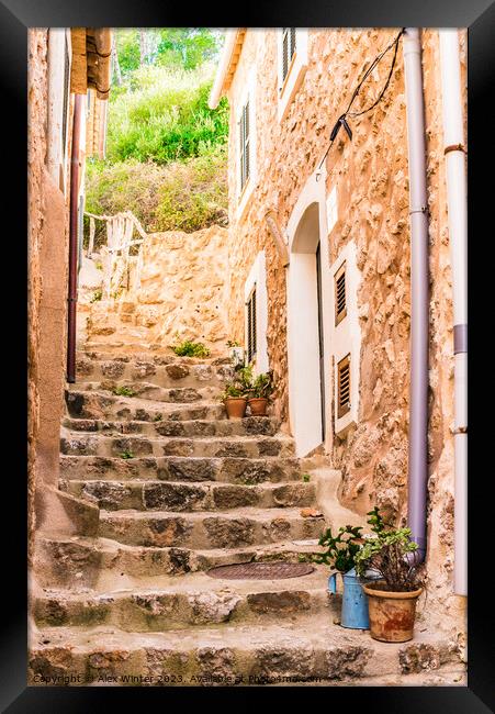 Ancient Stairway to Mediterranean Bliss Framed Print by Alex Winter