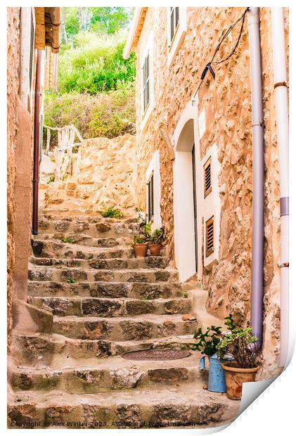 Ancient Stairway to Mediterranean Bliss Print by Alex Winter