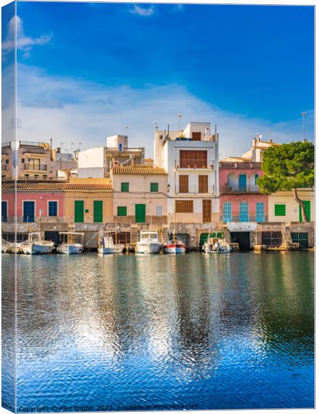 View of the beautiful port of Portocolom Canvas Print by Alex Winter