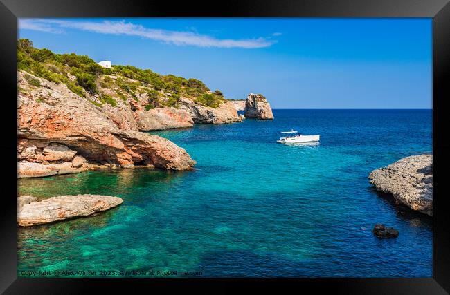 Boat at the coast on Mallorca Framed Print by Alex Winter