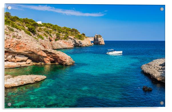 Boat at the coast on Mallorca Acrylic by Alex Winter