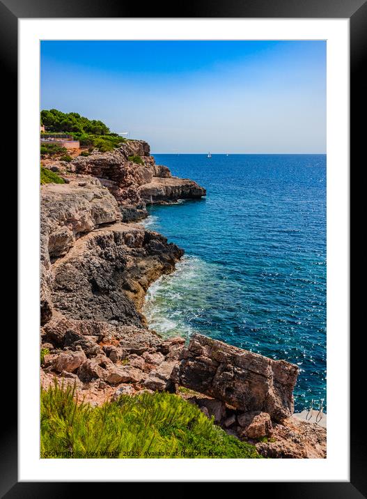 Rocky coast on Mallorca Framed Mounted Print by Alex Winter