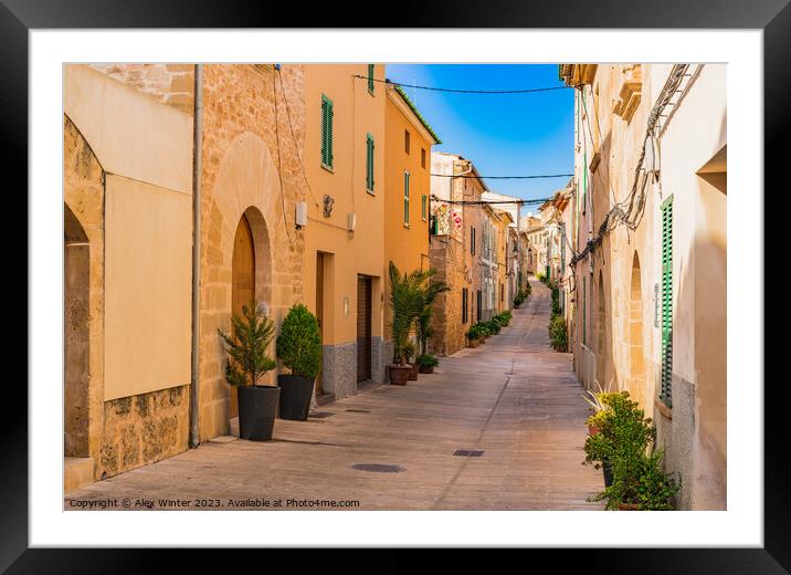 Street in the old town of Alcudia Framed Mounted Print by Alex Winter