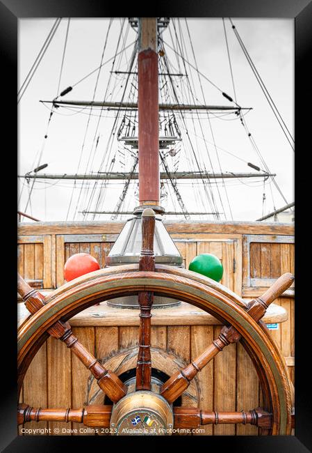 The Steering Wheel of the Jeanie Johnston replica famine ship, Dublin, Ireland Framed Print by Dave Collins