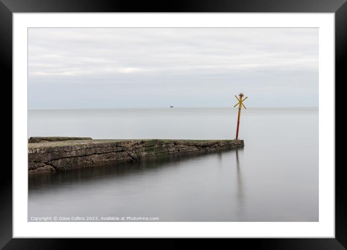 Long Exposure of a pier and peir marker in Dun Laoghaire, Ireland Framed Mounted Print by Dave Collins