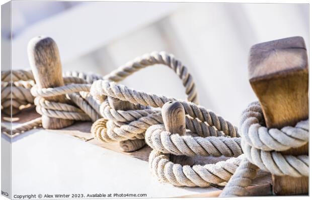 Close-up of moored ropes Canvas Print by Alex Winter