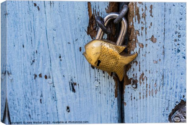 Close-up of closed padlock in fish design Canvas Print by Alex Winter
