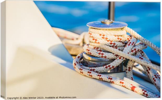 Close-up of winch with nautical rope Canvas Print by Alex Winter