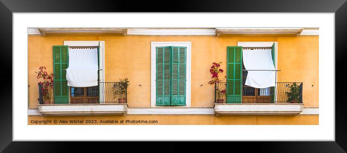 Panoramic view of mediterranean house Framed Mounted Print by Alex Winter