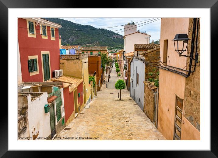 Street in the old town of Andratx  Framed Mounted Print by Alex Winter