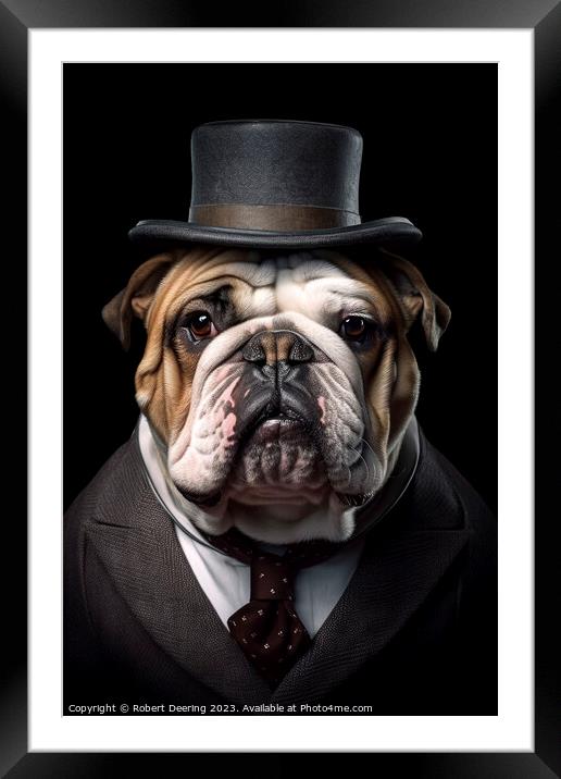 English bulldog portrait Framed Mounted Print by Robert Deering